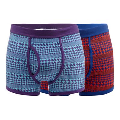 Red Herring Pack of two multi-coloured houndstooth trunks